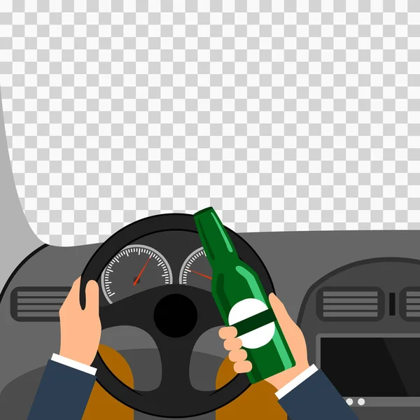 L'homme qui consomme de l'alcool au volant d'une voiture est une illustration vectorielle conceptuelle du graphisme . — Image vectorielle