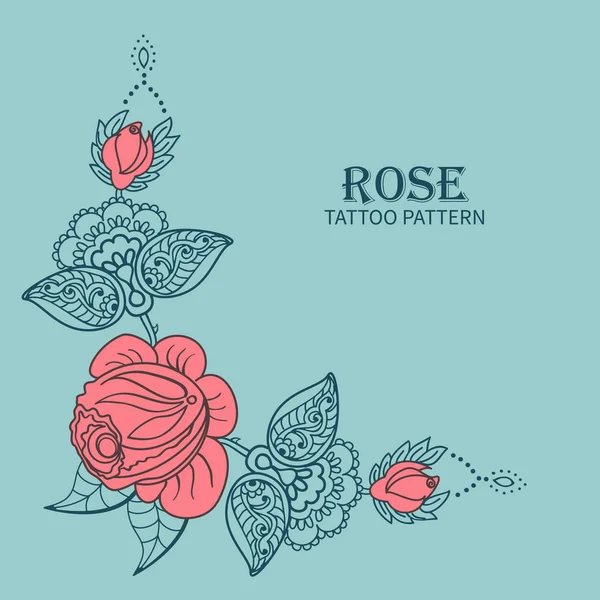 Rose tattoo mönster — Stock vektor