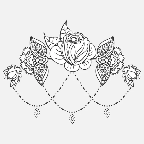 Rose tattoo mönster — Stock vektor