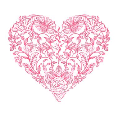 kalp çiçek desenli