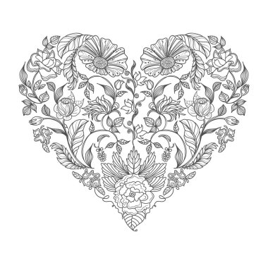 kalp çiçek desenli