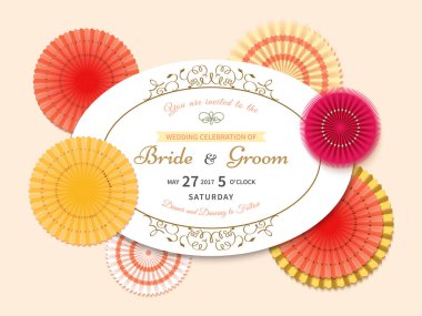 çerçeve ve kağıt çiçek ile davet.