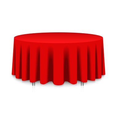 Kırmızı masa örtülü masa.