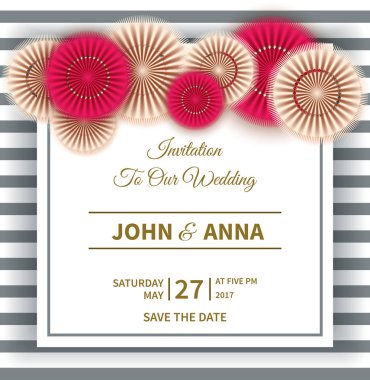 çerçeve ve kağıt çiçekler ile davet