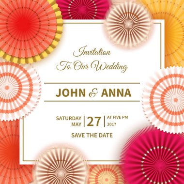 çerçeve ve kağıt çiçekler ile davet