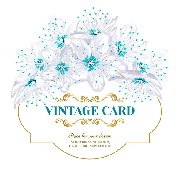 Vintage card Cherry blossom — Stock Vector
