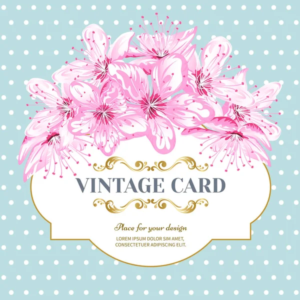 Cartão vintage Flor de cereja — Vetor de Stock