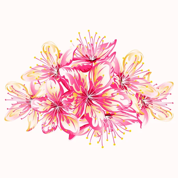 Motif of blooming sakura — Stock Vector