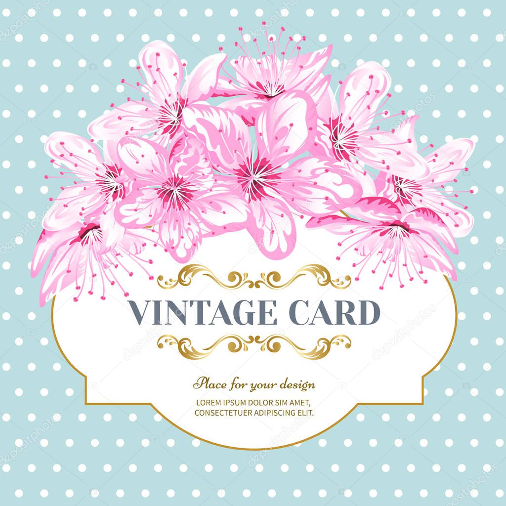 Vintage card Cherry blossom