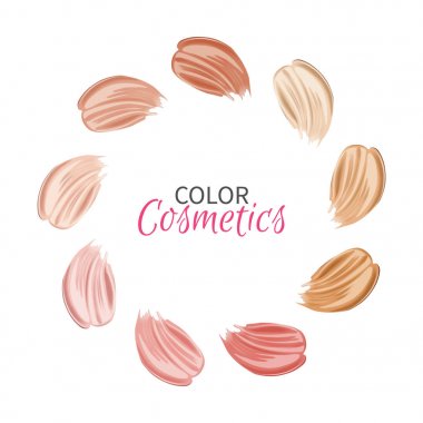 Vektör düzeltici yapmak Up.Collection kozmetik sıvı temel vuruş beyaz üzerine makyaj, illüstrasyon, renk tonları paleti için. Sesi krem, kapatıcı.