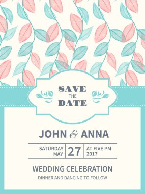 Vintage çiçek arka plan. Düğün kartı veya çerçeve ve kontur yaprakları ile davet. Yaprakların bahar garland. Vektör çizim.