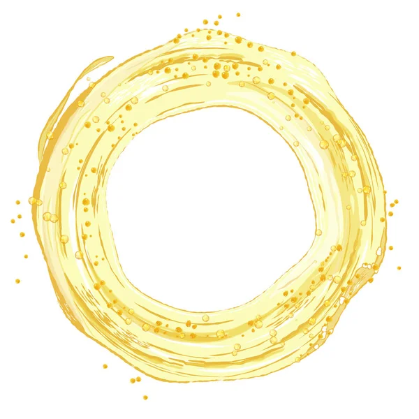 白色背景上的圆形黄水飞溅 — 图库矢量图片