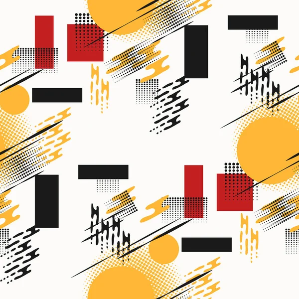 トレンディな幾何学的な要素を持つメンフィス スタイルの背景 モダンな抽象デザイン ポスター カバー 名刺デザイン — ストックベクタ