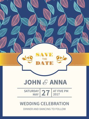 Vintage çiçek arka plan. Düğün kartı veya çerçeve ve kontur yaprakları ile davet. Yaprakların bahar garland. Vektör çizim.