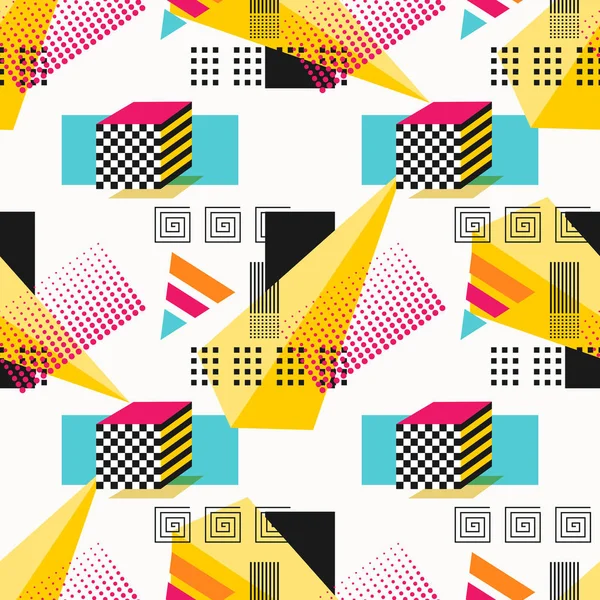 トレンディな幾何学的な要素を持つメンフィス スタイルの背景 モダンな抽象デザイン ポスター カバー 名刺デザイン — ストックベクタ