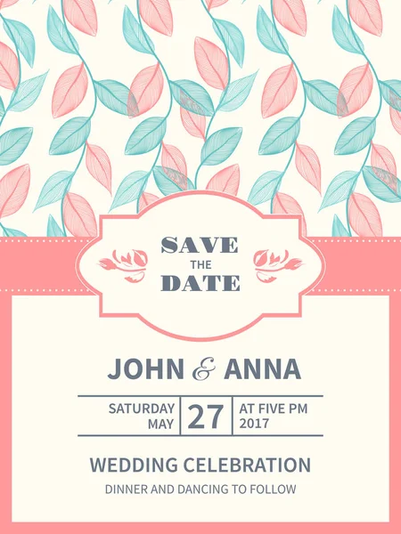 Vintage çiçek arka plan. Düğün kartı veya çerçeve ve kontur yaprakları ile davet. Yaprakların bahar garland. Vektör çizim.