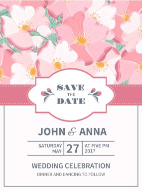 Vintage çiçek arka plan. Düğün kartı veya çerçeve ve çiçekler ile davet. Vektör çizim.