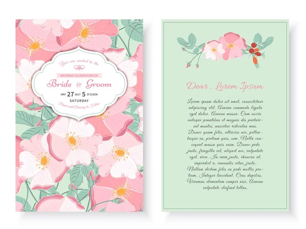 ヴィンテージ花柄背景です 結婚式のカードや招待状のフレームと花 ベクトル図 — ストックベクタ