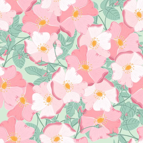 Motif Sans Couture Ornement Floral Belle Hanche Rose Pour Fond — Image vectorielle