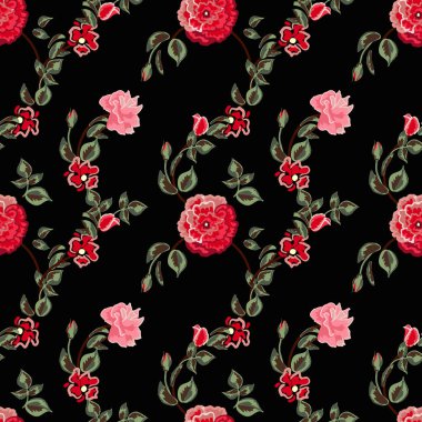 arkaplanda çiçekler ve yapraklar