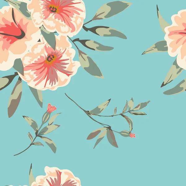 Floral background with flowers petunia and leaves — ストックベクタ