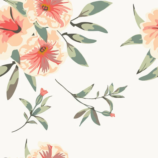 Цветочный фон с цветами петуния и листья — стоковый вектор