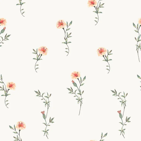 Fond floral avec de petites fleurs sauvages et des feuilles — Image vectorielle