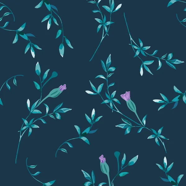 Fondo Floral Moda Con Flores Silvestres Ramitas Con Hojas Estilo — Vector de stock