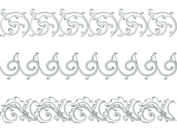 Ornamento antigo em estilo barroco de folhas de acanto. Conjunto de vetores preto e branco . — Vetor de Stock
