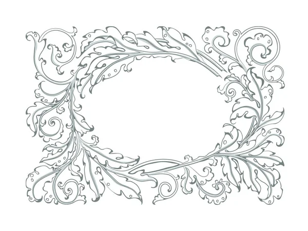 Moldura antiga em estilo barroco de folhas de acanto. Monograma ornamento floral — Vetor de Stock