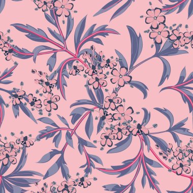 Çiçekli arka plan, küçük çiçekler ve pastel renkli yapraklar..