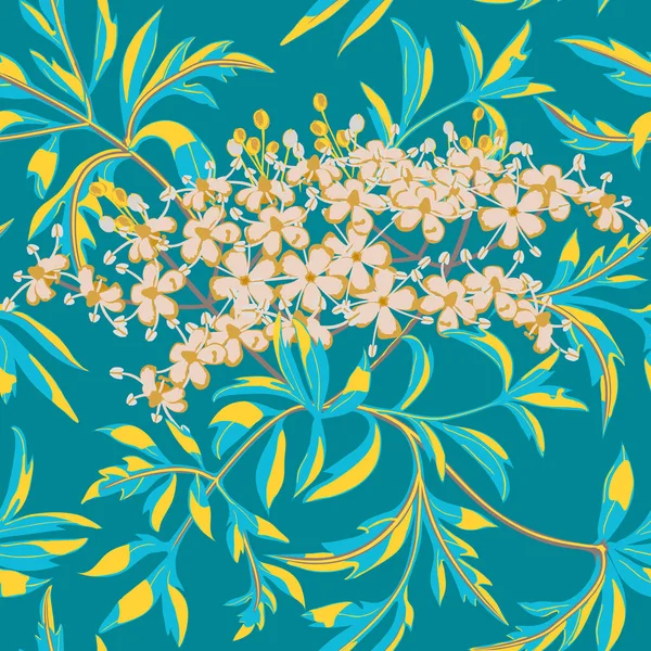 Fondo floral con pequeñas flores y hojas en colores pastel . — Vector de stock
