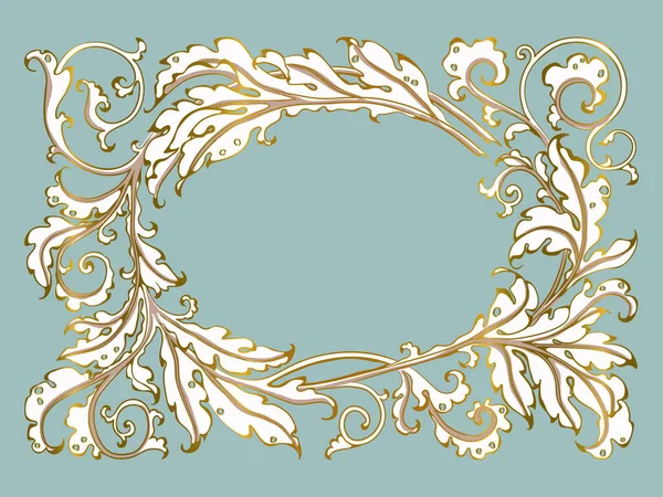 Antique Frame Style Baroque Acanthus Leaves Monogram Floral Ornament Leaf — Stock Vector