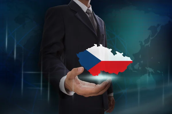 Businessman with map and flag of Czech Republic — Stock Photo, Image