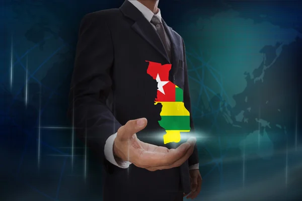 Επιχειρηματίας με χάρτη και τη σημαία του Τόγκο — Φωτογραφία Αρχείου