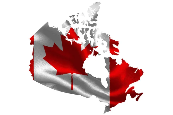 Map of Canada with national flag — Stock Photo, Image