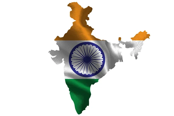 Map of India with national flag — Stock Photo, Image