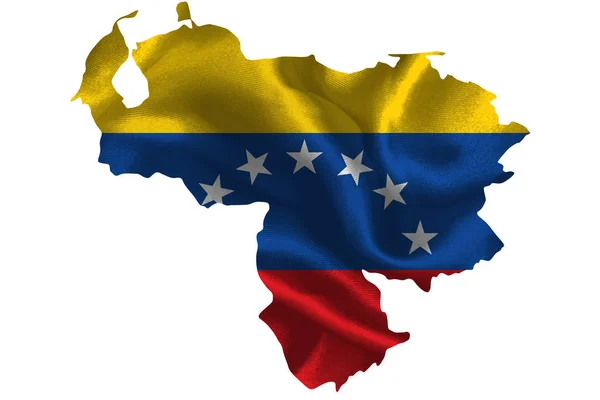 Map of Venezuela with national flag — Stock Photo, Image