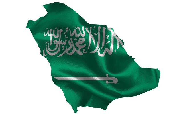 Map of Saudi Arabia with national flag — Stock Photo, Image