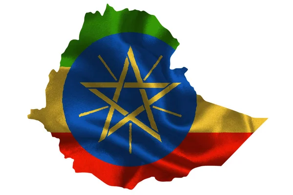 Karta över Etiopien med nationell flagga — Stockfoto