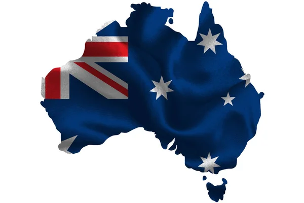 Map of Australia with national flag — Stock Photo, Image