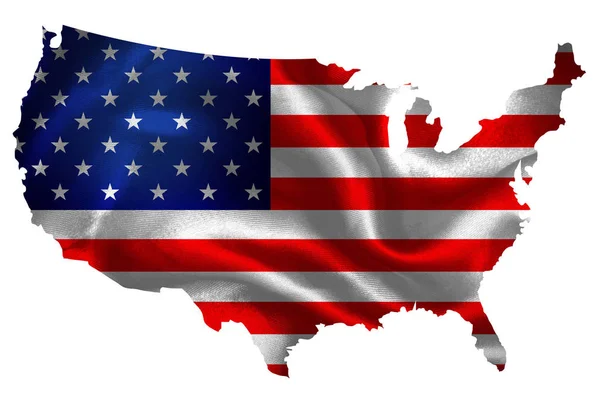 Map of USA with national flag — Stock Photo, Image