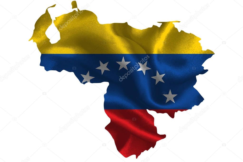 Map of Venezuela with national flag