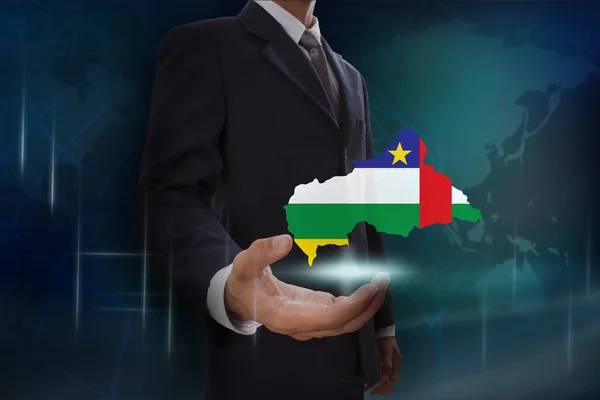 Empresario con mapa de República Centroafricana — Foto de Stock