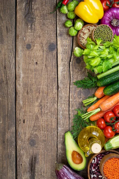 Fondo Alimentario Saludable Selección Alimentos Equilibrados Para Una Nutrición Saludable —  Fotos de Stock