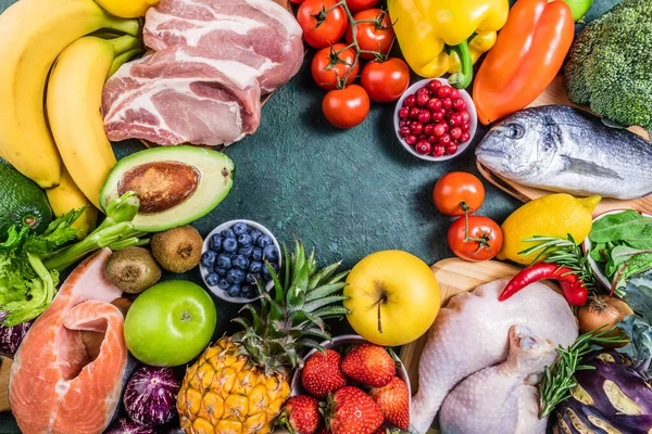 Comida Saludable Para Aumentar Inmunidad Antecedentes Alimentos Saludables Frutas Frescas —  Fotos de Stock