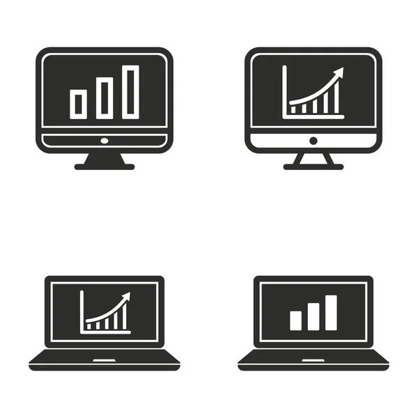 Diagramm-Bildschirm-Symbol gesetzt. — Stockvektor