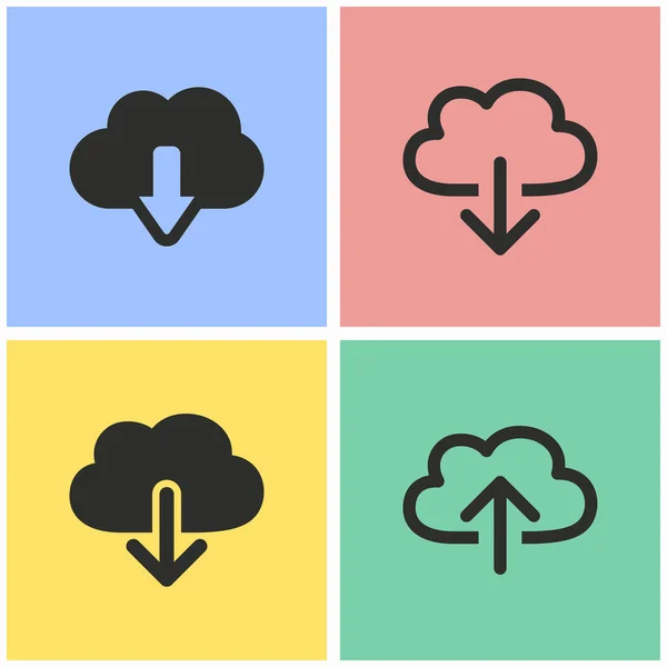 Ensemble d'icônes de téléchargement Cloud . — Image vectorielle