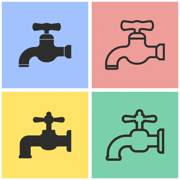 Faucet icon set. — Stock Vector