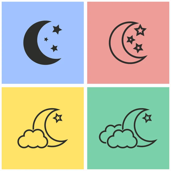 Moon star icon set. — Stock Vector